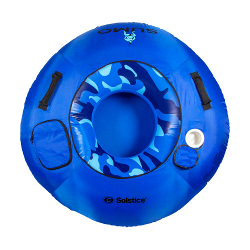 54-Inch Inflatable Blue Camouflage Swimming Pool Tube with Cup Holder - Perfect for Summer Relaxation