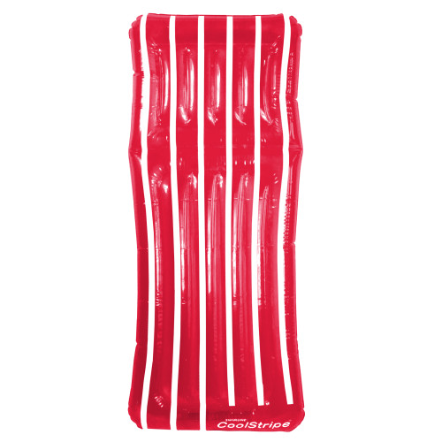 72" Inflatable Red and White Transparent Cool Stripe Swimming Pool Mattress Float