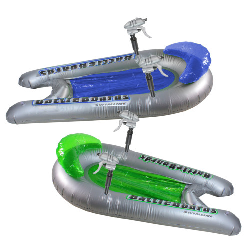 Set of 2 Green and Blue Inflatable Water Sports Battle Board Squirters - 53"