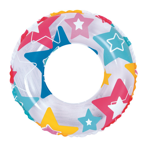 Relax in Style with Inflatable Vibrantly Colored Star Swimming Pool Inner Tube Ring Float, 24-Inch for Kids