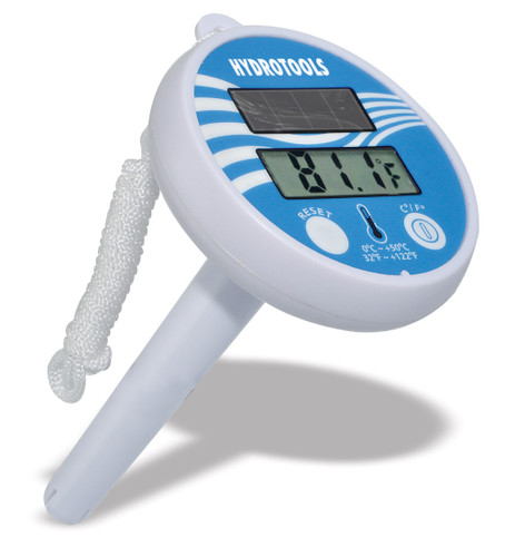 HydroTools Solar Powered Floating Thermometer for Pools & Spas - Accurate Digital Readings in Blue & White (5.5")