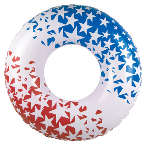 Red, White, and Blue Patriotic American Stars Swimming Pool Inner Tube, 36-inch