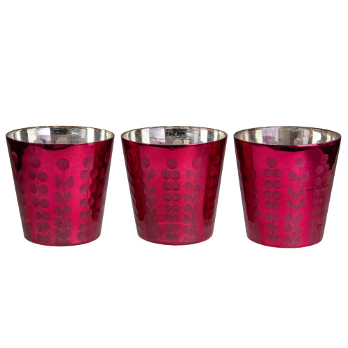 Set of 3 Purple Glass Votive Candle Holders 4"