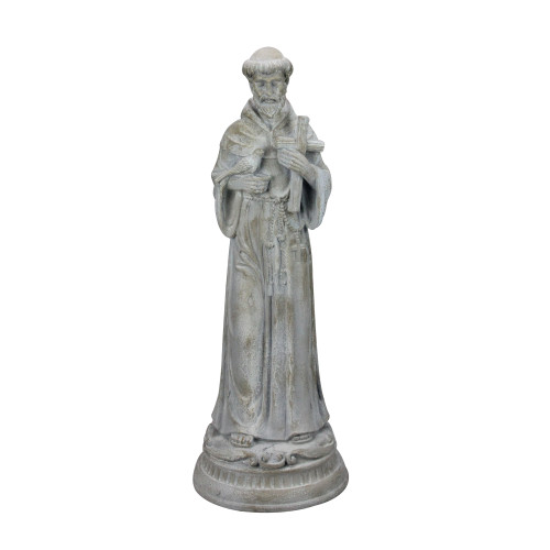 23.5" St. Francis of Assisi with Bird Religious Garden Statue - A Serene Symbol of Nature's Harmony