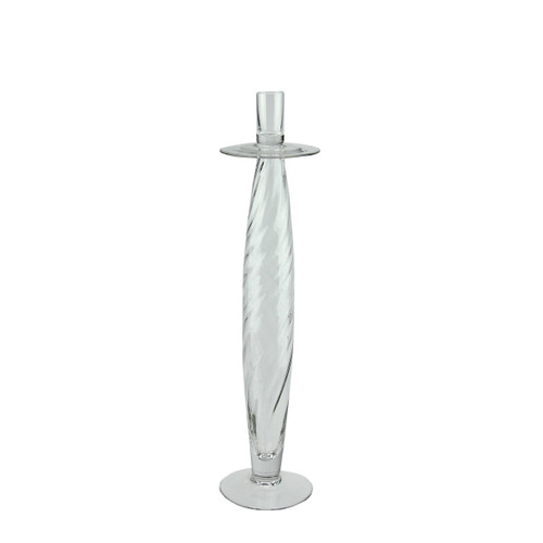 16" Clear Swirled Glass Taper Candle Holder