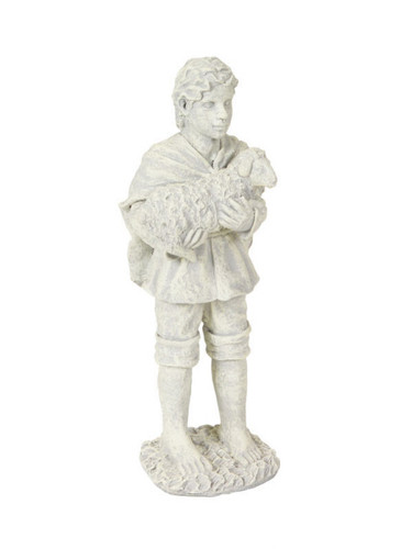 26" White Winter Solace Shepherd with Sheep Religious Decorative Outdoor Nativity Statue