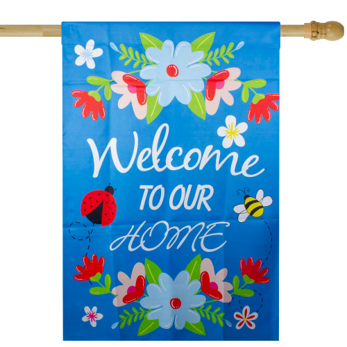 Welcome to Our Home Blue Floral House Flag - Embrace the Beauty of Spring!