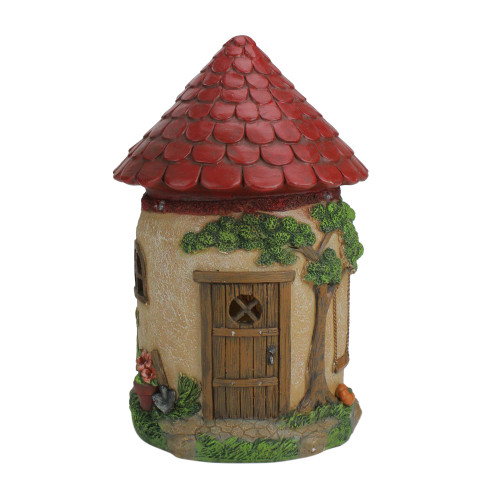 Illuminate Your Garden with the 11.5" LED Lighted Solar Mushroom House Statue