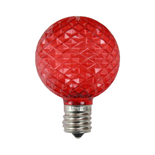 Pack of 25 Faceted LED G50 Red Christmas Replacement Bulbs