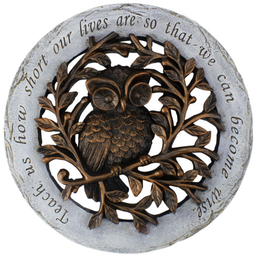 Wise Owl Outdoor Garden Stepping Stone | 12" Bronze & Gray | Create a Soothing Ambiance