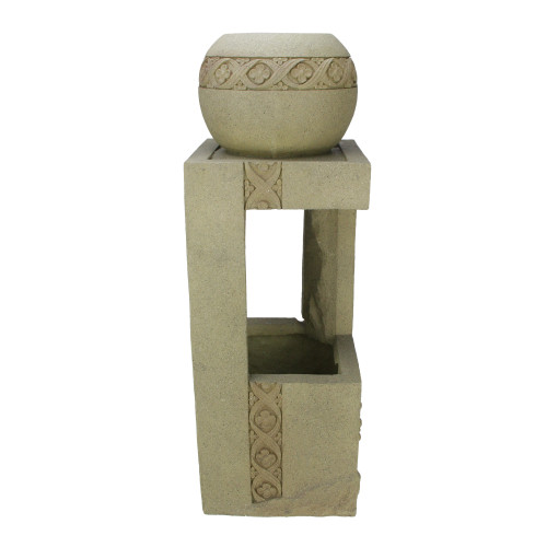 Transform Your Outdoor Oasis with Beige Floral Bowl Sphere Water Fountain