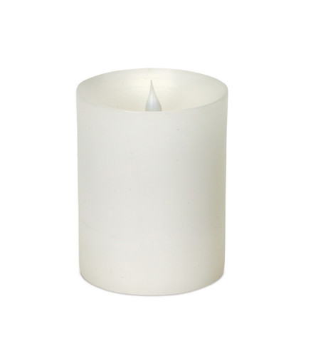 5.25" Battery Operated White Flameless Wax LED Pillar Candle with Moving Flame