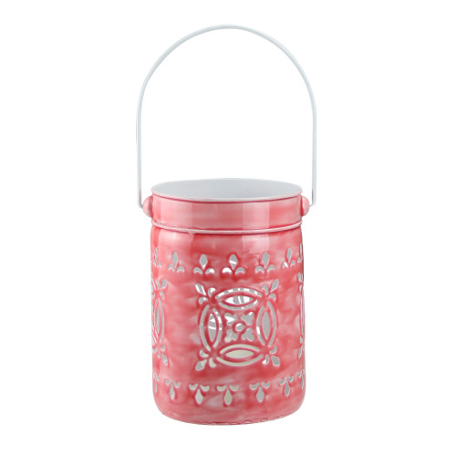 Rose Pink Cut-Out Votive Candle Lantern 7.5”