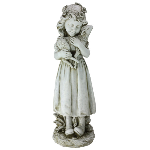 16" Joseph's Studio Girl Holding a Lamb Garden Statue