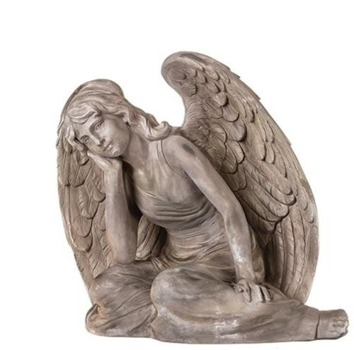 Graceful 21" Joseph's Studio Sitting Angel Outdoor Garden Statue | Exquisite Details