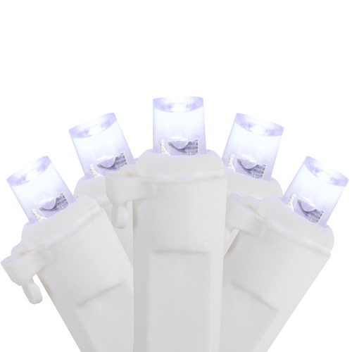 100ct Pure White LED Wide Angle Christmas Lights, 33ft White Wire