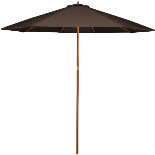 Classic Brown 8.5ft Outdoor Patio Market Umbrella with Wooden Pole - Stylish Shade for Your Outdoor Space