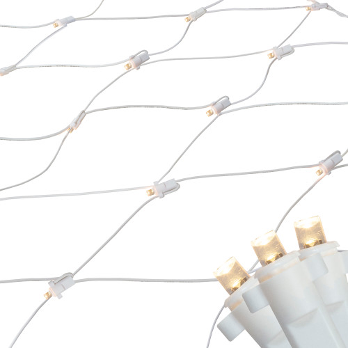 4' x 6' Warm White LED Wide Angle Net Style Christmas Lights, White Wire