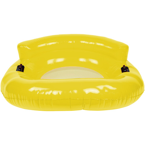 Relax in Style with a Sturdy 43" Yellow Bubble Seat Inflatable Pool Float with Mesh Bottom and Safety Handles