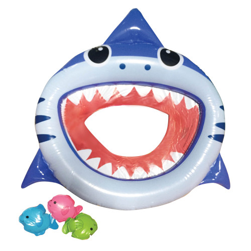 Get Your Toss On with 24.75" Inflatable Shark Mouth Fish Toss Swimming Pool Game