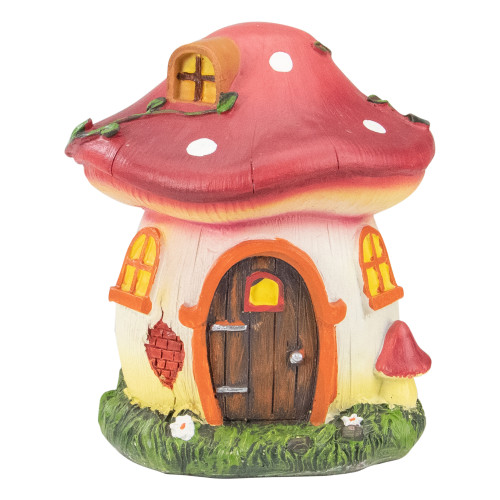 6.25" Red Mushroom House Outdoor Garden Statue - Whimsical Charm for Your Outdoor Space