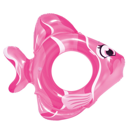 Swim in Style: 31" Pink Inflatable Fish Children's Swim Ring Tube Float
