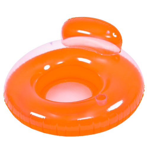 Relax in Style! 46.5" Orange Inflatable Inner Tube Pool Float with Backrest
