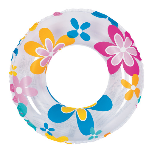 20" Inflatable Flower Print Swimming Pool Inner Tube Float - Relax in Style with Colorful Floral Design