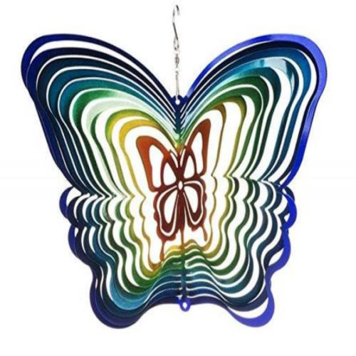 40" Multi Color Steel Butterfly Spinner Outdoor Decoration