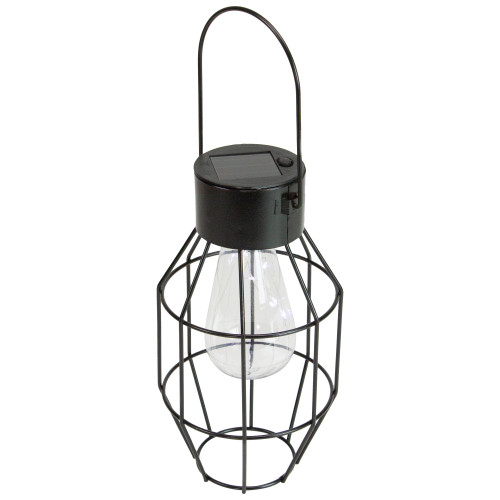 79.5" Black Geometric Oblong Outdoor Hanging Solar Lantern - Stylish and Energy-Efficient Lighting