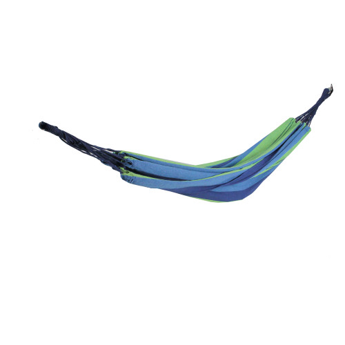 Vibrant Blue & Green Striped Brazilian Hammock - 78" x 59" - Portable & Comfortable
