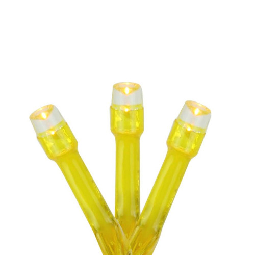 Set of 20 Battery Operated Yellow LED Wide Angle Christmas Lights - Yellow Wire