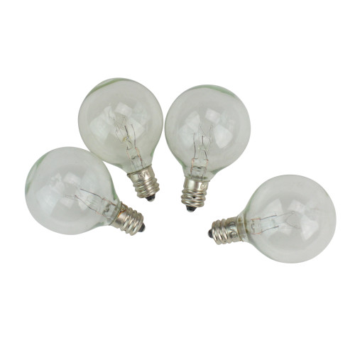 Pack of 4 Transparent Clear G40 Globe Christmas Replacement Light Bulbs