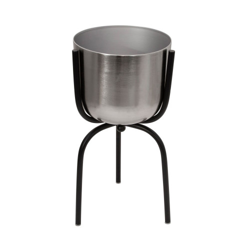 Planter on Tripod Stand - 20" - Silver and Black