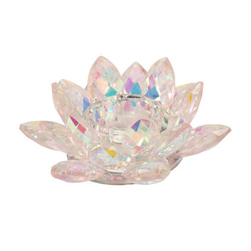 Glass Lotus Votive Candle Holder - 6" - Pink