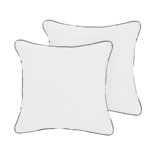 Set of 2 18" Natural White and Charcoal Gray Solid Sunbrella Outdoor Square Pillows