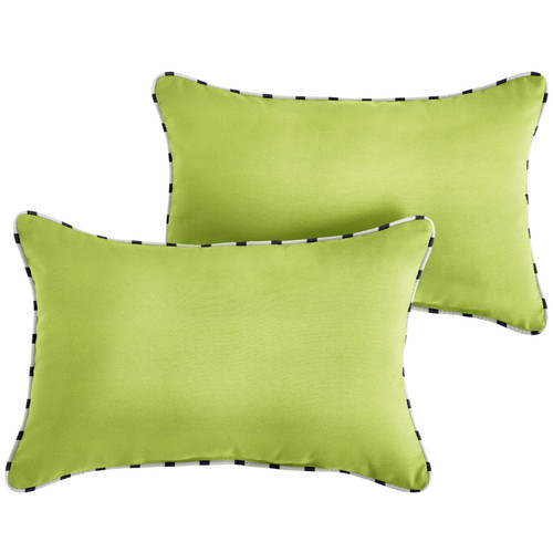 Set of 2 13" x 20" Macaw Green and Lido Indigo Blue Canvas Solid Sunbrella Outdoor Lumbar Pillows