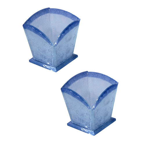 Set of 2 Bubble Fused Glass Candle Votive Holders 4"