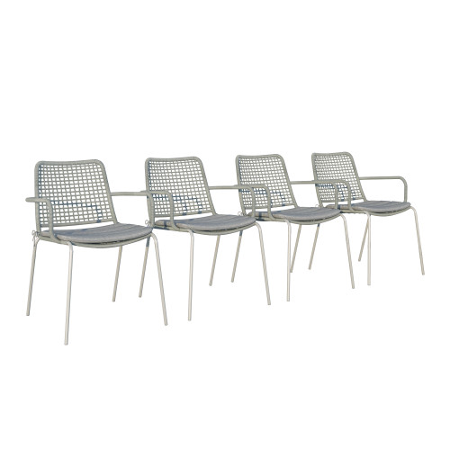 Set of 4 Gray and Silver Indoor and Outdoor Contemporary Chairs