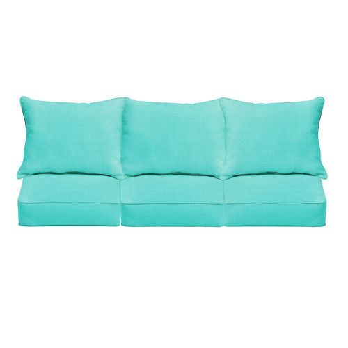 Set of 6 23" x 25" Aruba Blue Solid Sunbrella Deep Seating Sofa Cushions
