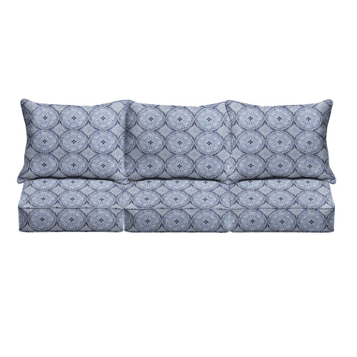 Set of 6 Navy Blue and White Geometric Sunbrella Indoor and Outdoor Deep Seating Sofa Cushion, 25"
