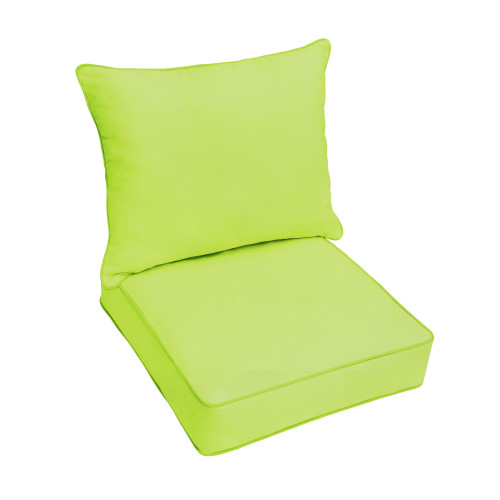 Set of 2 Lime Green Sunbrella Indoor and Outdoor Deep Seating Pillow and Cushion Chair, 25"
