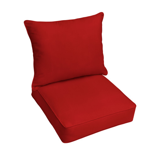 Set of 2 Solid Red Sunbrella Indoor and Outdoor Deep Seating Pillow and Cushion Chair, 25"
