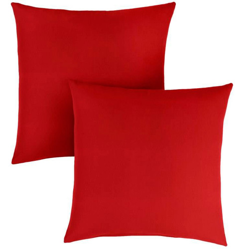 Set of 2 Jockey Red Square Sunbrella Indoor and Outdoor Throw Pillow, 22"