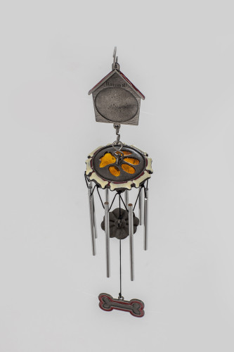 13" Yellow, White and Silver Dog Bereavement Chime