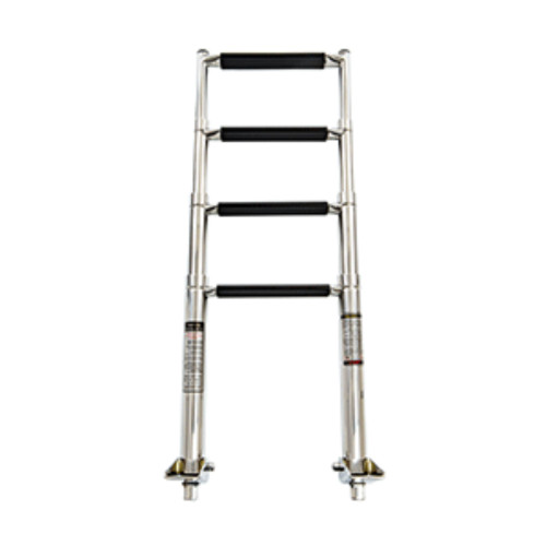 16" Silver and Black 4-Step Telescoping Swim Ladder