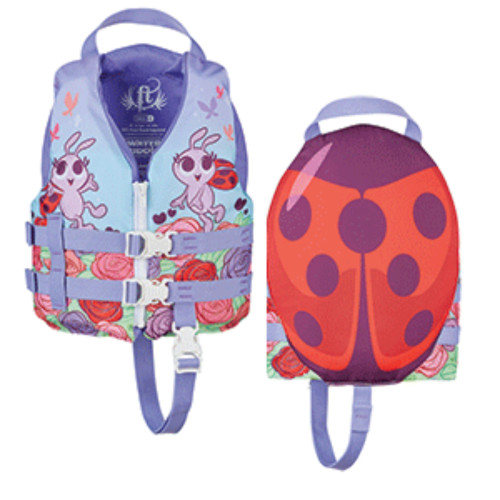 11" Red and Purple Full Throttle Multipurpose Child Water Buddies Lady Bug Life Vest Jacket