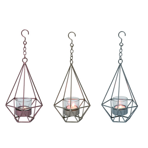 Set of 3 Geometric Hanging Tealight Holders 9"
