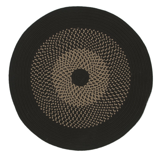 10' Black and Gray All Purpose Handcrafted Reversible Round Area Throw Rug