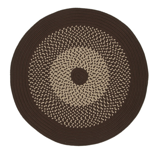 11' Brown and Ivory Bordered All Purpose Handcrafted Reversible Round Outdoor Area Throw Rug